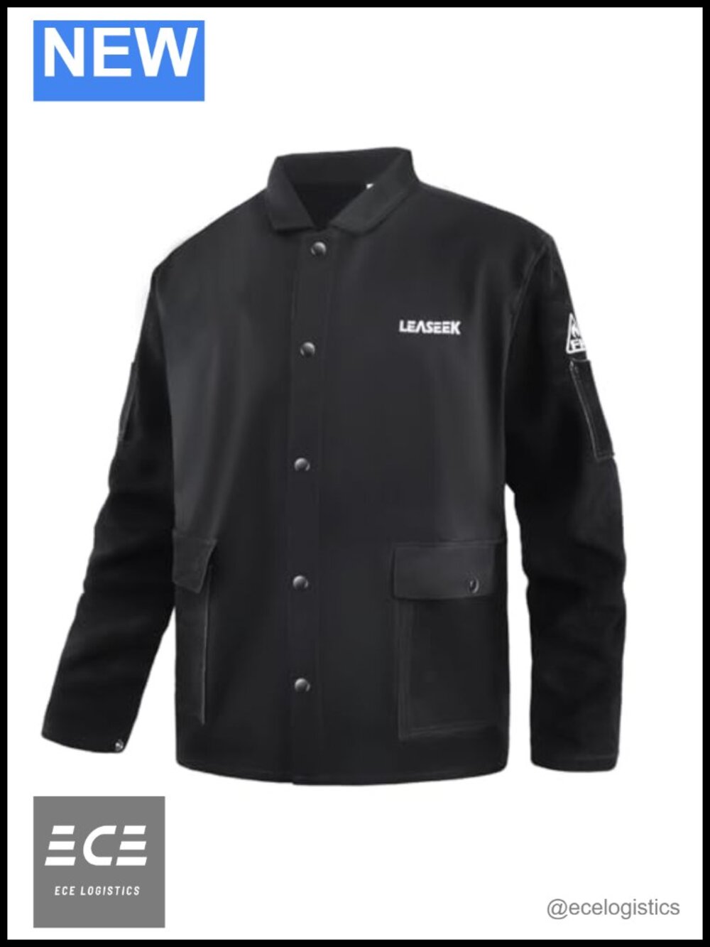 Welding Jacket FR Cotton Leather Sleeves Flame Resistant Work Coat